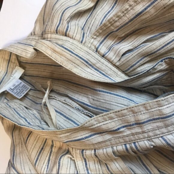 Dior Vintage 80s Linen Striped Loose Fit High Waist Pants Straight Leg Neutral - Picture 15 of 16